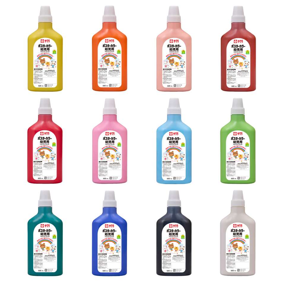 ポスターカラー幼児用600ml 12色セット｜ポスターカラー