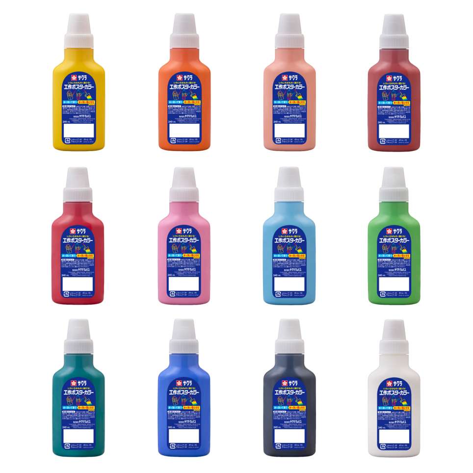 工作ポスターカラー240ml 12色セット｜工作ポスターカラー