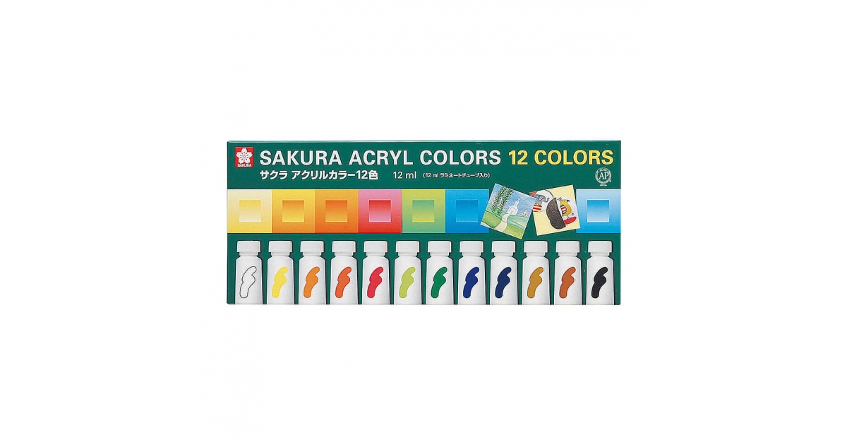 アクリルカラー12色 ラミネートチューブ入り（12ml）｜アクリル