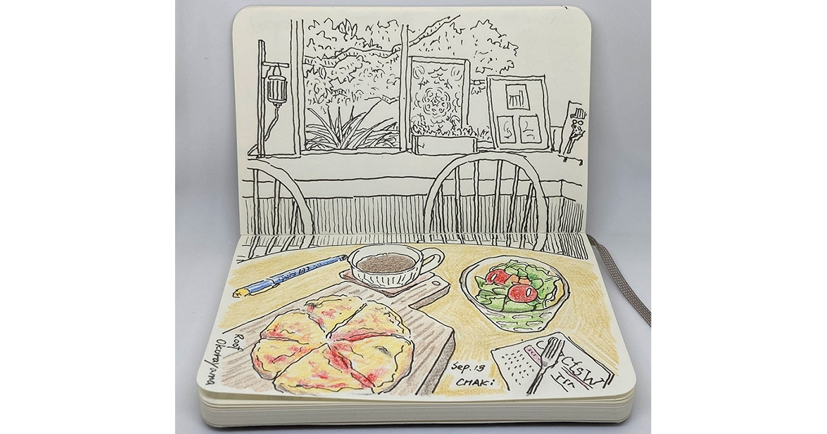 モレスキンノートブックの使い方提案】ピグマを使って描くカフェ