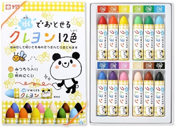 1歳児向けの汚れにくい描画材料（クレヨン）